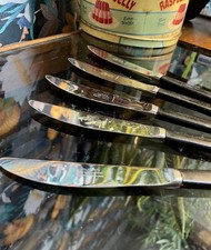 5 Taylors Eye Witness Cutlery Knives VINTAGE Black Handle Stainless Steel