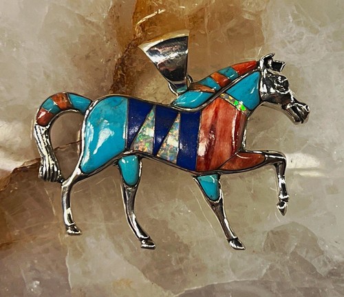 Sterling silver horse pendant - silver,