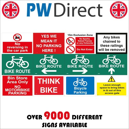Sign bike parking cycle route - sign,