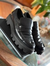 Mulberry Track chunky black polished leather loafers shoes 5 38