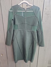 Karen Millen Size L Green Mesh and Bandage Dress Above Knee