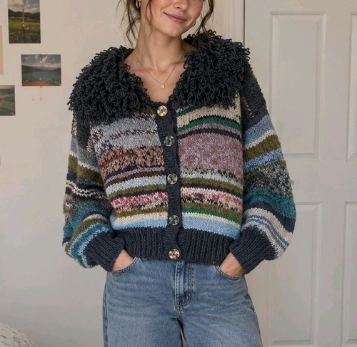 Hand knitted womens cardigan