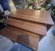 Mid Century Gordon Russell  Walnut & Teak Nest Of Three Antique. 1950's 