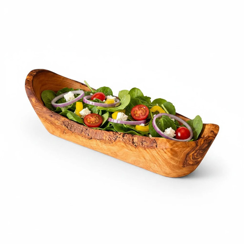 Olive wood boat shaped serving - shaped,