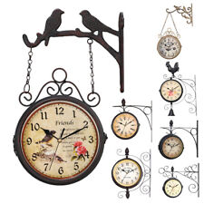 Classic Double Sided Paddington Station In/Outdoor Garden Wall Clock Iron Frame