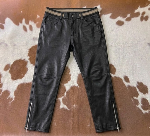 Men black lambskin leather - black,