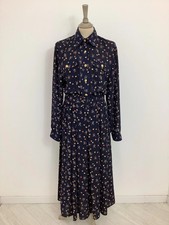 Vintage 1980s Marion Donaldson dress sheer blue abstract shirtdress #V2 @DAR