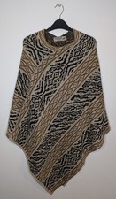 Peruvian Link Alpaca Mix Poncho Brown Mix Made in Peru