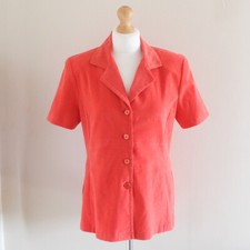 Vintage 80s Jacket Size 16 Coral Short Sleeve Shoulder Pads Casali 