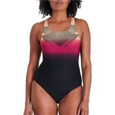 Speedo Digital Placement Medalist Womens Swimsuit Black Swimming Lined Ladies