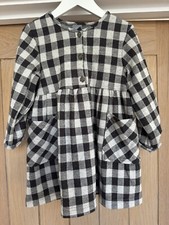 Next Girls Long Sleeved Black Checked Dress Age 2-3 
