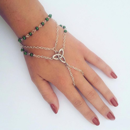 Silver plate green faux - silver,