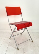 Red Perspex and Chrome  Folding Chair