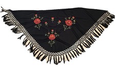 Vintage Black Fringe Shawl