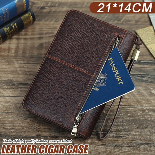 Portable leather cigar case - portable,