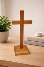 Vintage wooden standing cross - vintage,
