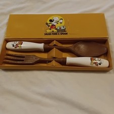 Disney Mickey Mouse Vintage Salad Serving Spoon and Fork B10