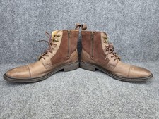 Cole Haan Boots Mens 10M Bellamy Leather Chestnut Cap Toe Lace Zip Shoes C13545