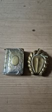 Two Vintage Novelty Brass Vesta Cases ,book And Horseshoe