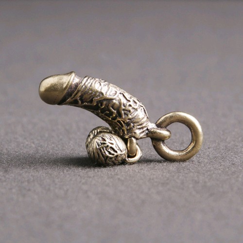 Brass male penis pendant - male,