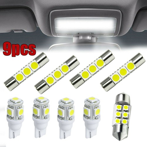 9pcs white led car - white,