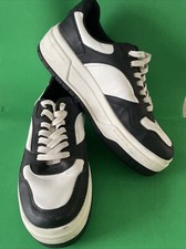 ZARA, Ladies White & Black Wedge Sole Pumps Trainers, Size 5 EUR 38, Lace Up