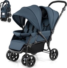 Navy Blue Double Baby Stroller