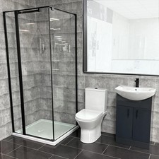 Crosswater Hush Black Pivot and Inline Door Complete Shower Suite 900mm x 900mm