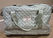 Duck Egg Blue Travel Bag with Bottom Section for Shoes