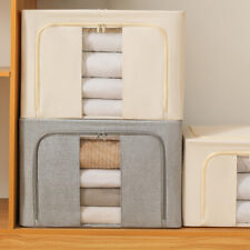 Foldable Clothes Storage Bags Zipped Organizer Wardrobe Closet Boxes Steel Frame