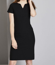 Qualitas Black Notch Neck Dress Size 8 Ladies Smart Workwear Office Shift Dress