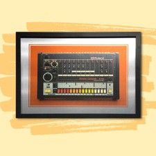 A4 Framed Roland TR - 808 drum machine print on Aluminium 13x10" inc Frame - NEW