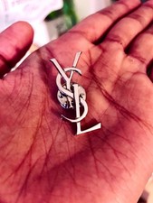 Rare Vintage YSL Yves Saint Laurent Silver Plated Pin Brooch Selfridges London
