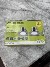 Luceco Fire Rated LED Downlight 5 Pack Dimmable IP65 3000K Warm brushed steel