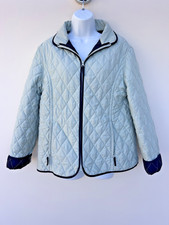 John Partridge pale green quilted Jacket navy trim UK Women's Size Small