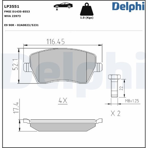 Lp3551 brake pad set disc - pad, set,