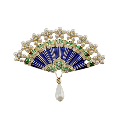 Vintage fan brooch rhinestone - vintage,
