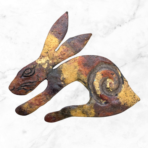 Handmade brown hare brooch - hare,