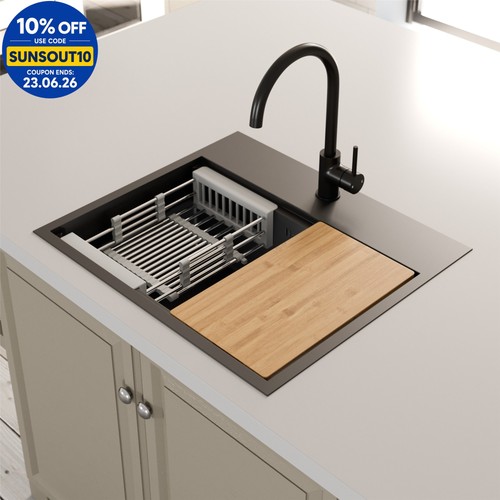 Black kitchen sink - black, bowl