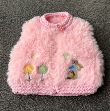 New hand knitted pink faux fur
