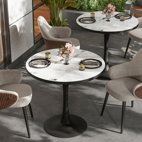 Round marble dining table - round,