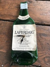 Laphroaig Wall Clock glass flattened bottle 12 x 31cm single malt whiskey whisky