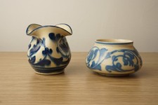 Two Aller Vale pottery Torquay Floral Blue White  vase and pot collection 
