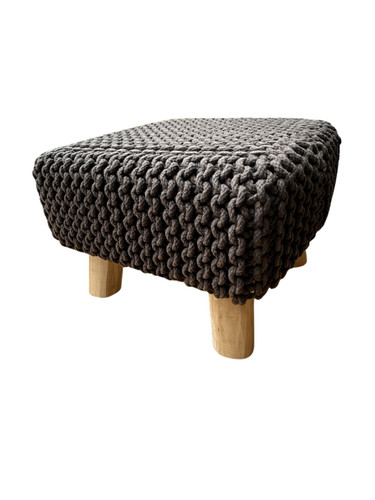 Grey fabric footstool ottoman - fabric,
