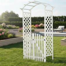 Rose Arch White Wooden Pergola