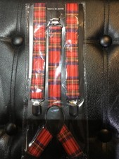 Mens Red Tartan Braces