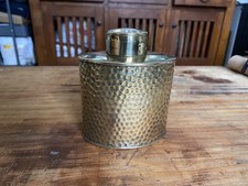 Antique vintage brass J S + S  Joseph Sankey tea caddy tin 