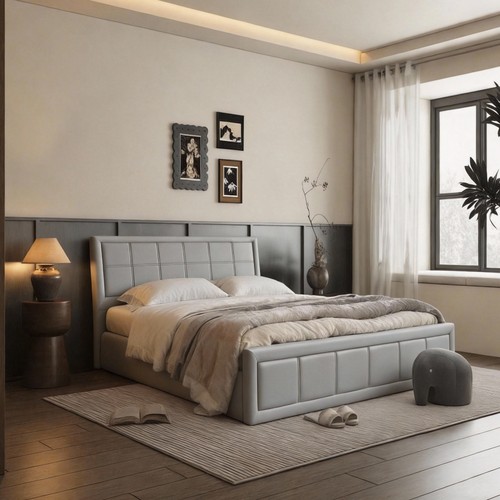 Luxury grey fabric divan bed - luxury,