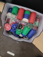 Table Top Poker Table With Chips No Lid And Not Sure If All Chips Present