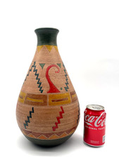 Large Alena Portugal Terracota Vase 35cm Tall ~ Aztec Style